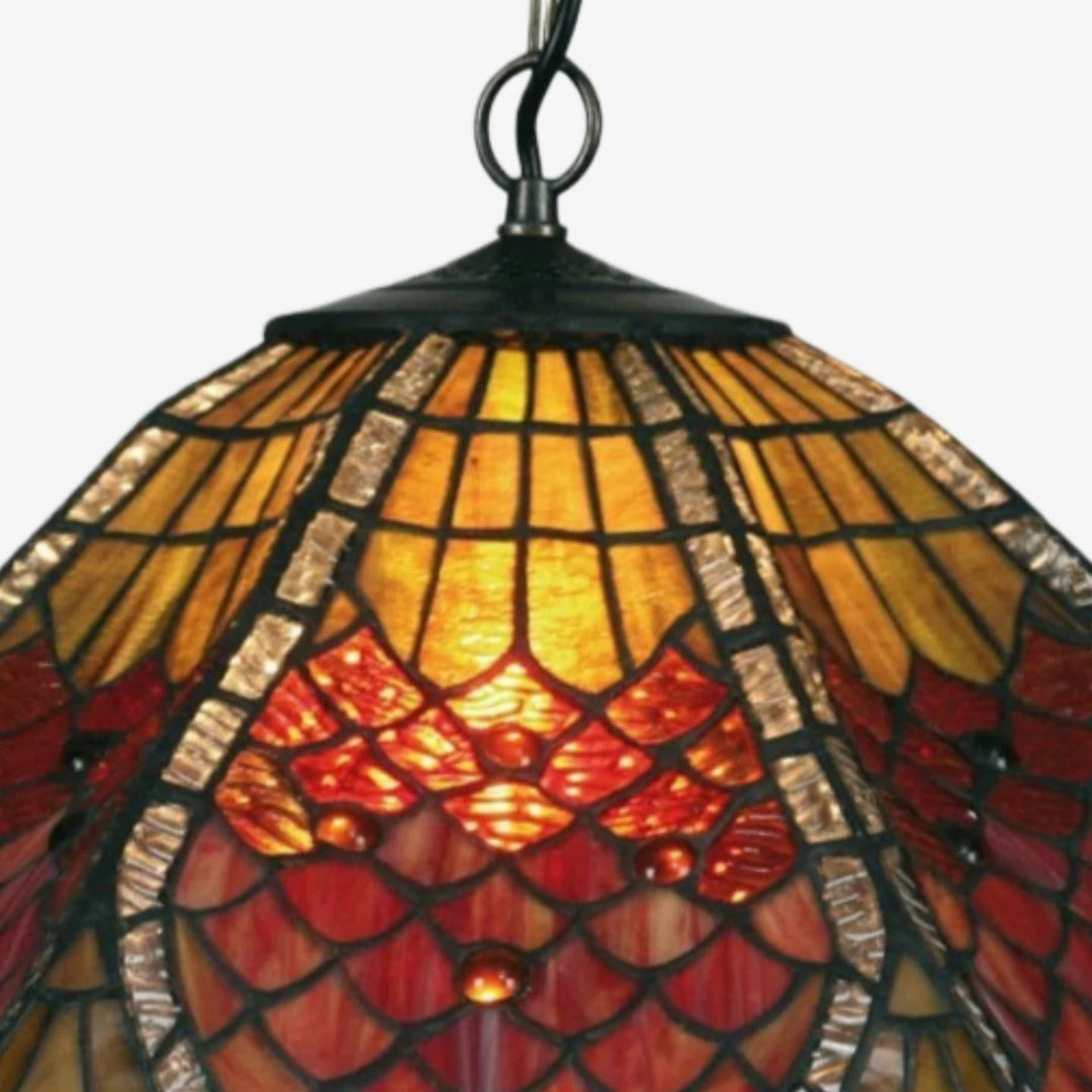 TF Orsino Vintage Art Deco Pendant Light - Textured Glass Lighting for Bedrooms & Halls