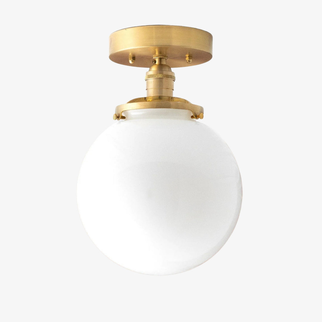 Glorica White Opal Sphere Modern Semi-Flush Light for Bedroom & Entryway