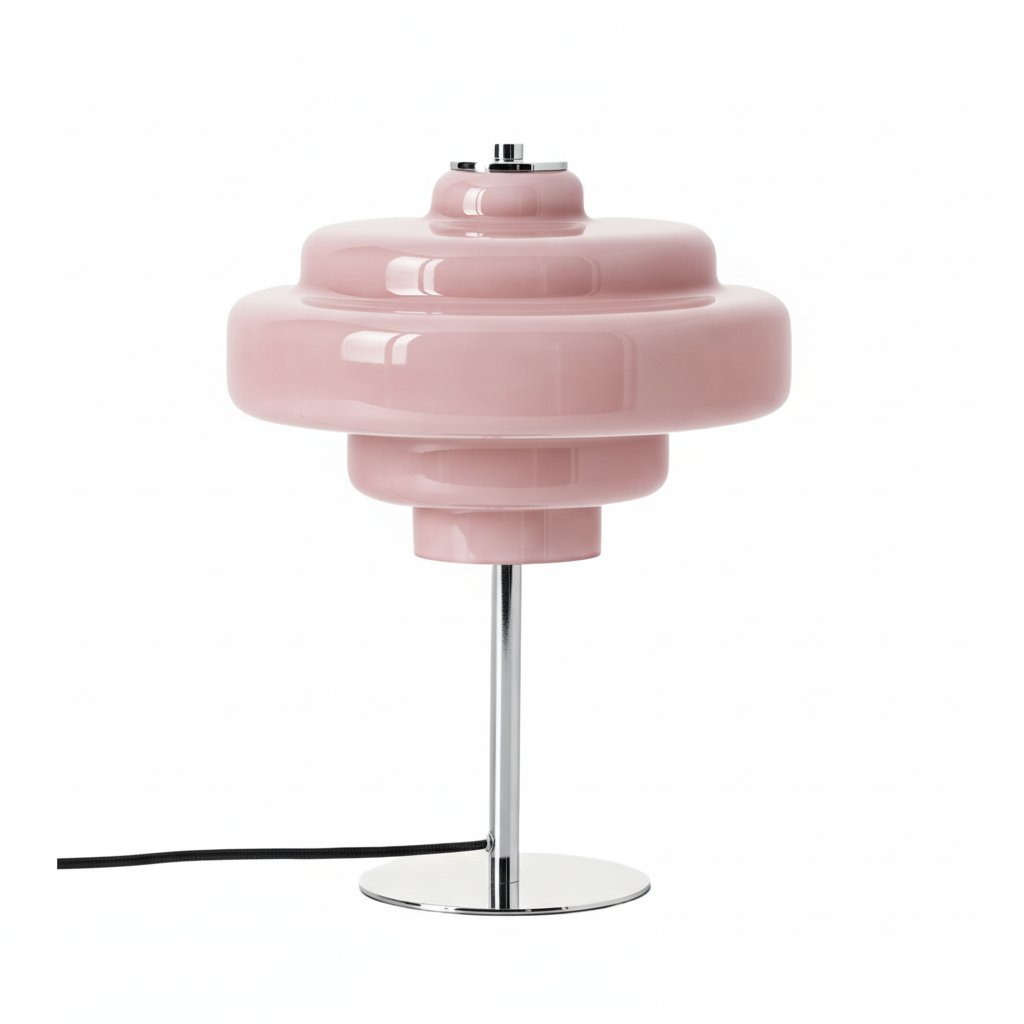 Koloro Glass Table Lamp - Retro Tiered Design with Chrome Base