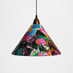 Carica l'immagine nella visualizzazione Galleria, Large painted floral cone pendant light front view