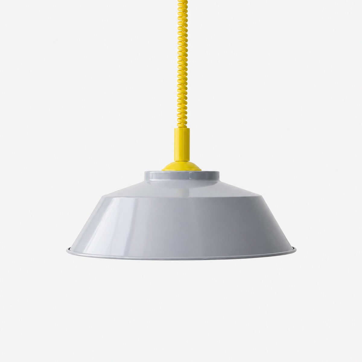 Memphis pendant with light gray shade and yellow cord