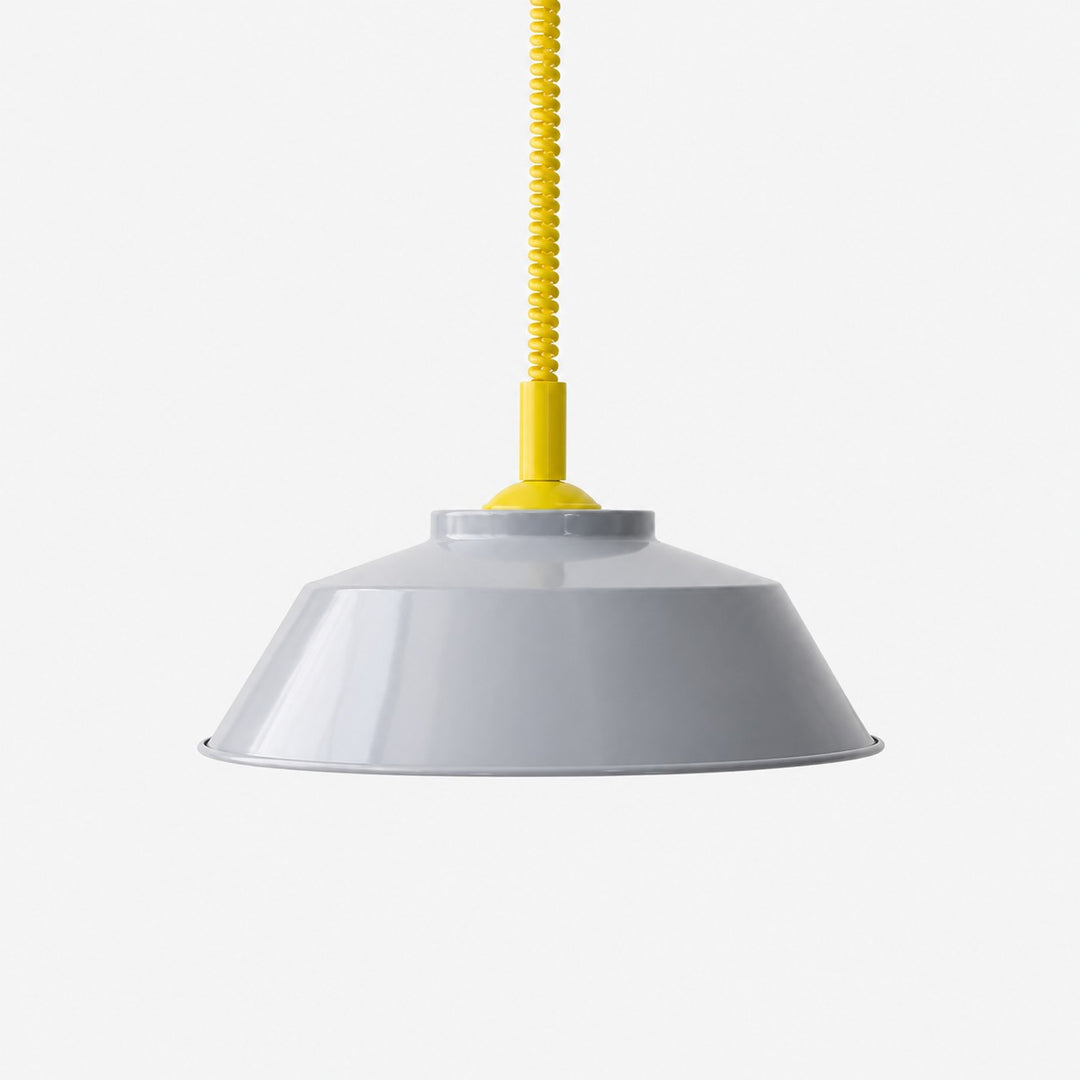 Memphis pendant with light gray shade and yellow cord