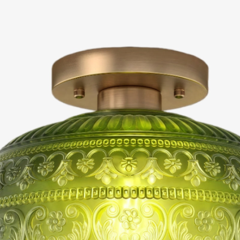 Lurex Geleverd Patroon Glazen Opbouw Plafondlamp - Gegraveerd Ontwerp en Decoratieve Binnenverlichting U21