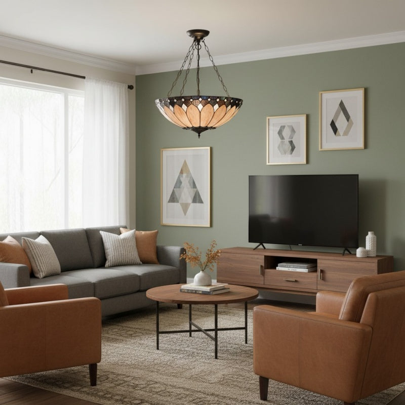 TF Brooklyn omgekeerde hanglamp – Deco glazen hanglamp met verstelbare ketting voor woonruimtes