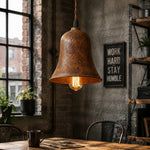 Cargar imagen en el visor de la Galería, Rust bell pendant light near a brick and metal interior