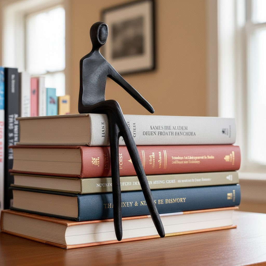 Floxo Lazy Dog and Abstract Nordic Human Figurine Minimalist Sculpture for Modern Shelves and Desks