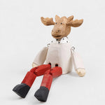 Bild in die Galerieansicht laden, Hand-carved wooden christmas reindeer with red legs ornament