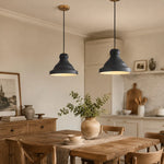 Cargar imagen en el visor de la Galería, Gray metal pendant lamps in a rustic dining room scene