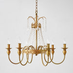 Load image into Gallery viewer, French Six-Light Candle Chandelier with Crystal Draping