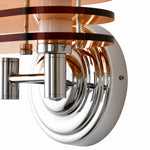 Afbeelding laden in galerijweergave, Close room view of illuminated Bauhaus amber LED wall sconce