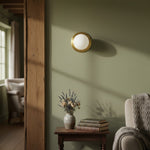 Load image into Gallery viewer, Glorica Glass Solid Brass Vanity Sconce - Compact Flush Mount Globe Light
