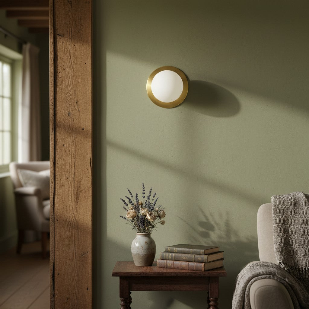 Glorica Glass Solid Brass Vanity Sconce - Compact Flush Mount Globe Light