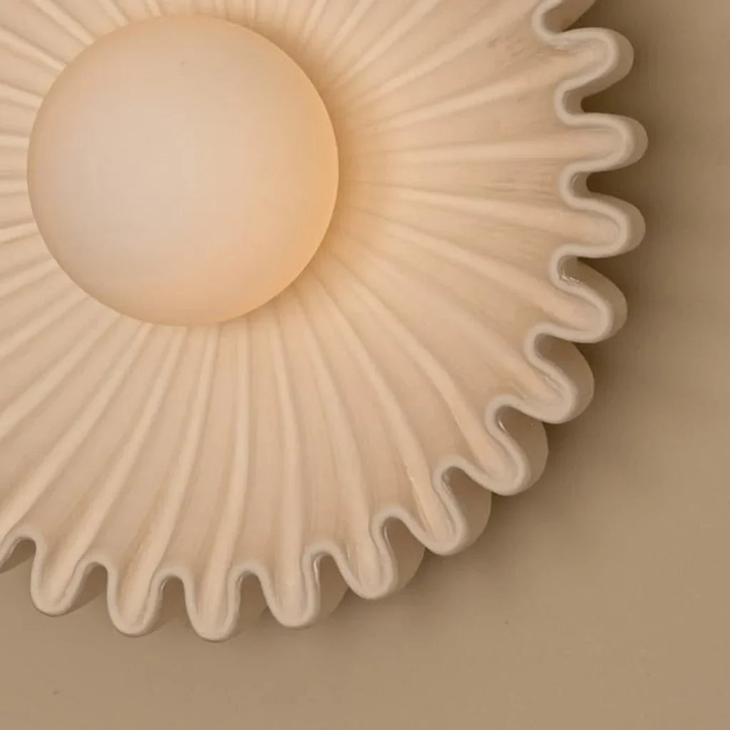 Lámpara de Pared Cerámica Floral Nórdica Glova – Lámpara Escultural de Pared para Dormitorio, Pasillo, Sala de Estar