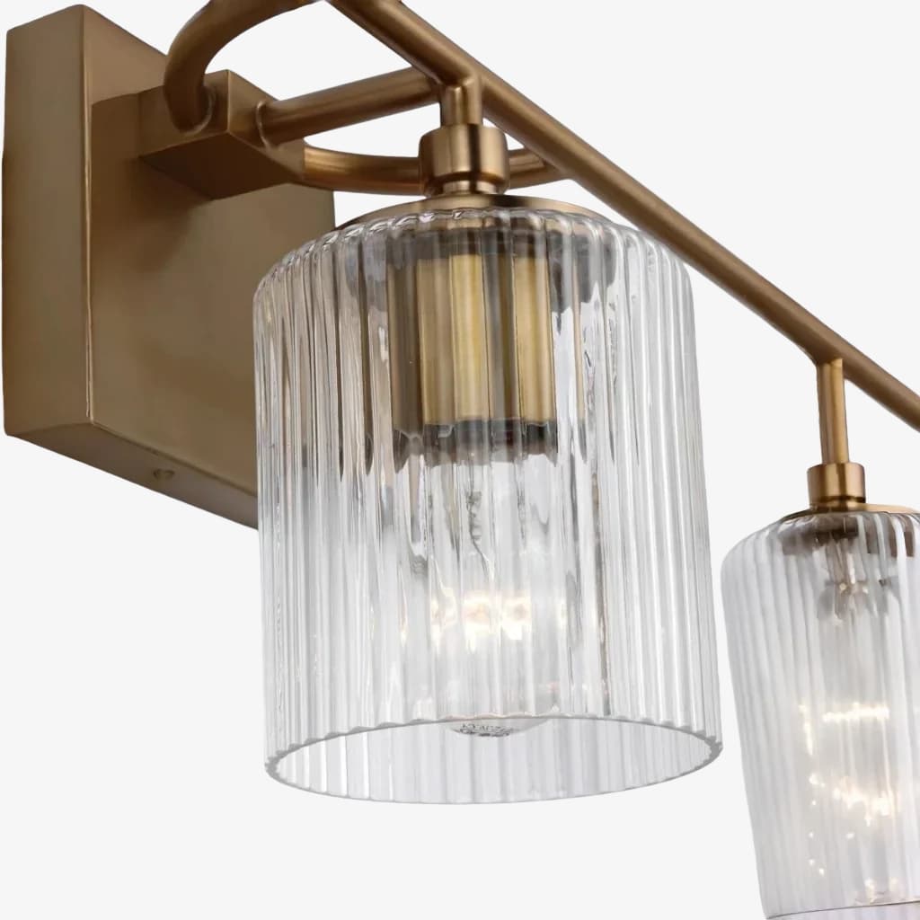 Lámpara de pared de tocador Eliot Modern de 3 luces con cilindro de vidrio acanalado