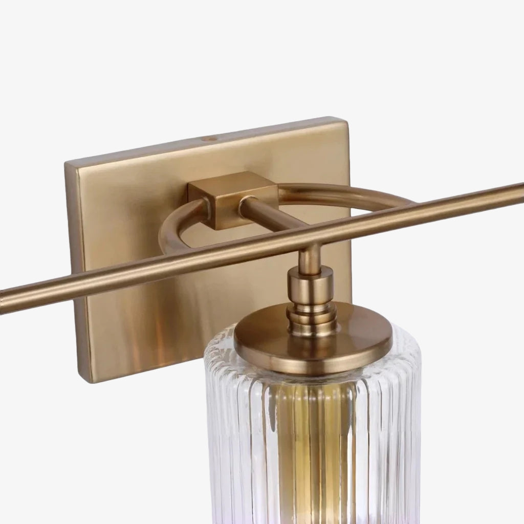 Lámpara de pared de tocador Eliot Modern de 3 luces con cilindro de vidrio acanalado