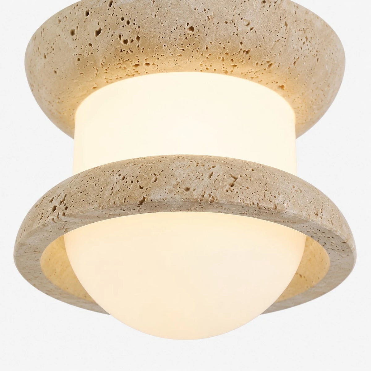 Travertine stone shade detail with integrated LED light