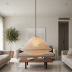 Cargar imagen en el visor de la galería, Sombra de tela plegable Zalen - Lámpara colgante tejida artesanal para ambiente de comedor y entrada