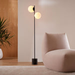 Load image into Gallery viewer, Alessora Sphere Stem Floor Lamp – Metal Frame Marble Base Elegant Lighting
