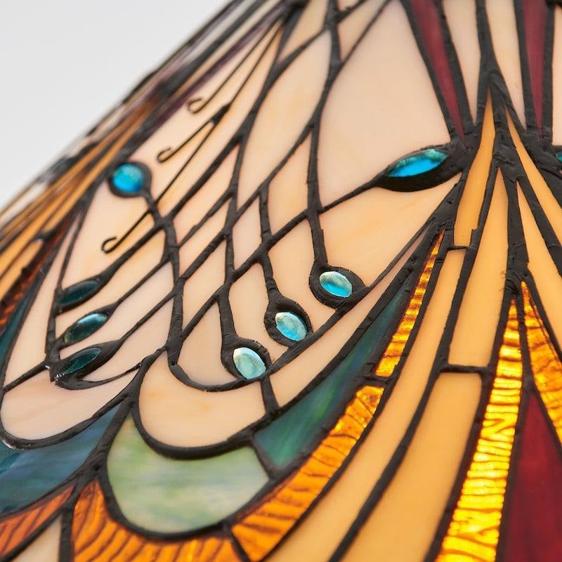 Suspension TF Hector – Luminaire décoratif en vitrail Art Nouveau pour salle à manger ou salon