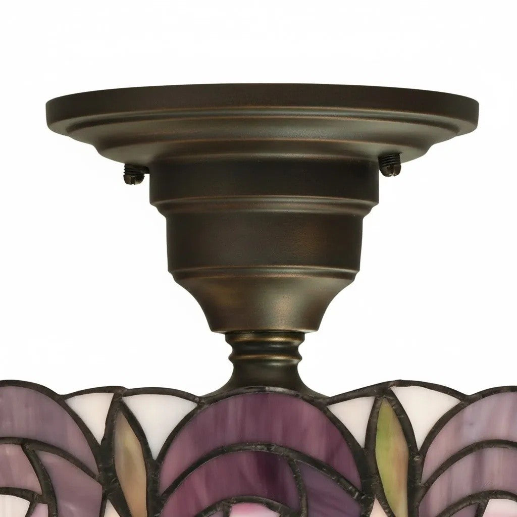 TF Hutchinson Tiffany Deckenleuchte mit Mackintosh-Rose für Wohn- und Esszimmer