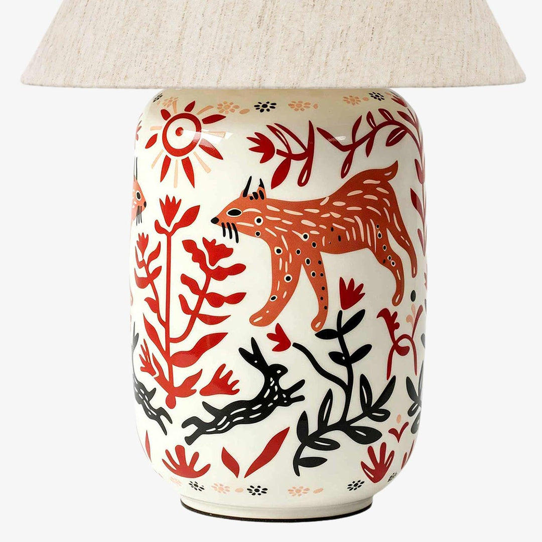 Ceruna Keramiktischlampe – Verjüngter Leinen-Schirm mit Wachsresistenz für Schlafzimmer
