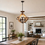 Afbeelding laden in galerijweergave, Rustic 3-light pendant chandelier in a farmhouse interior