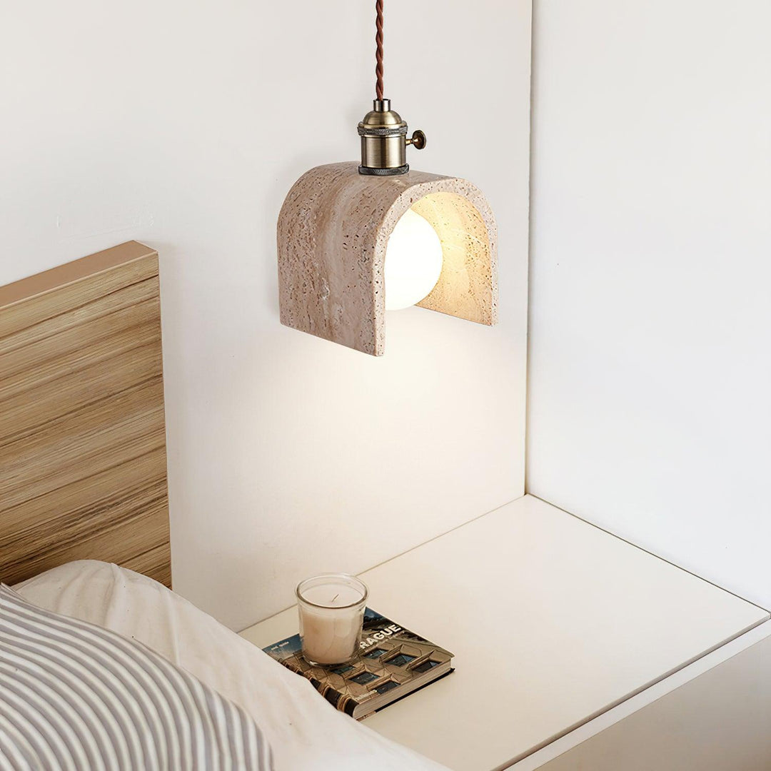 Alagusmo Minimalistyczna Lampa Wisząca z Trawertynu