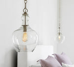 Load image into Gallery viewer, Lawson Glass Pendant Light - Recycled &amp; Milk Glass with Bronze Accent
