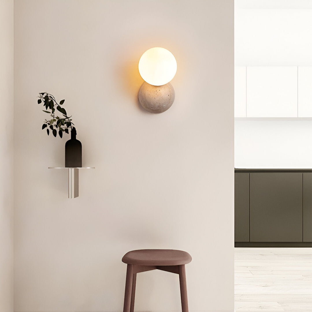 Travertine Round Glass Wall Fixture