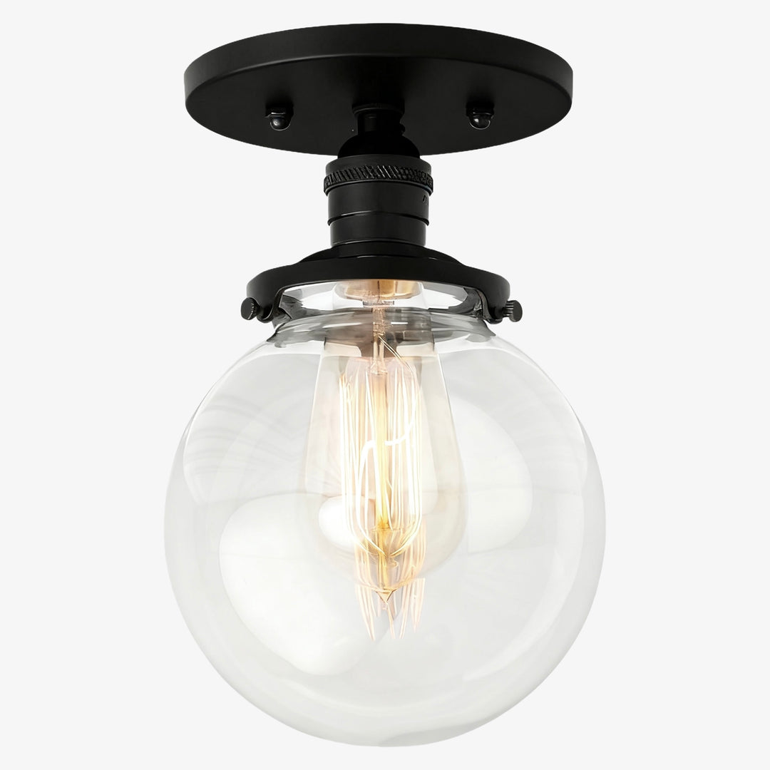 Glorica Glass Minimalist Globe Ceiling Fixture for Bedroom & Office