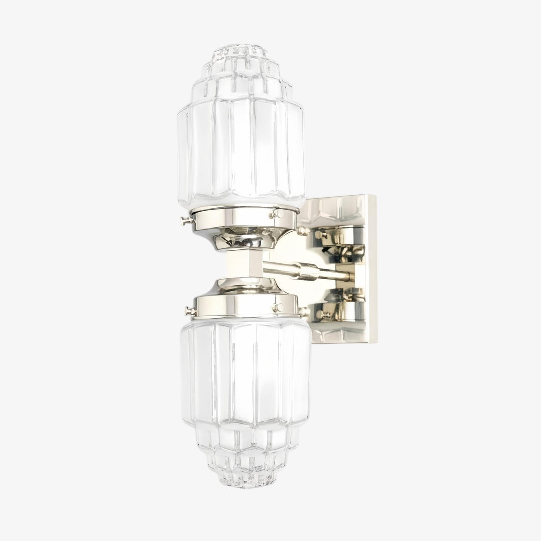 Tierlux Glass Art Deco Wall Sconce - Glass Frosted Globes with Skyscraper Globe