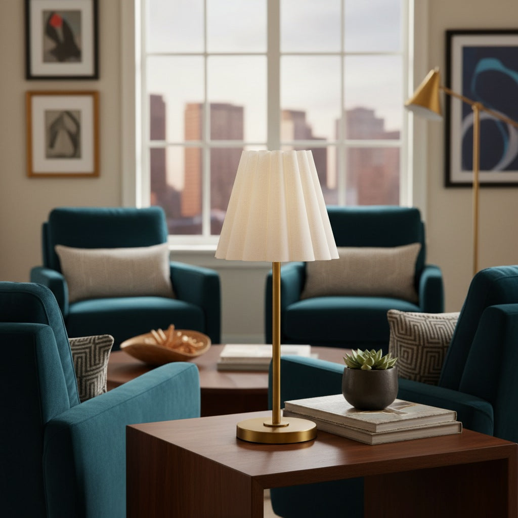 Ruffmeto Overgangs Slanke Tafellamp – Sculpturale Lampenkapverlichting voor Woonkamer of Slaapkamer