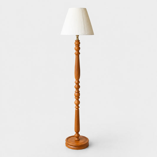 Vintage Solid Wood Floor Lamp with Optional Side Table
