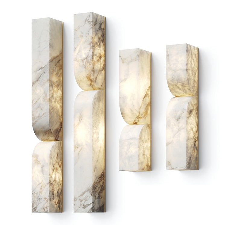 Rechteckige Alabaster-Wandleuchte
