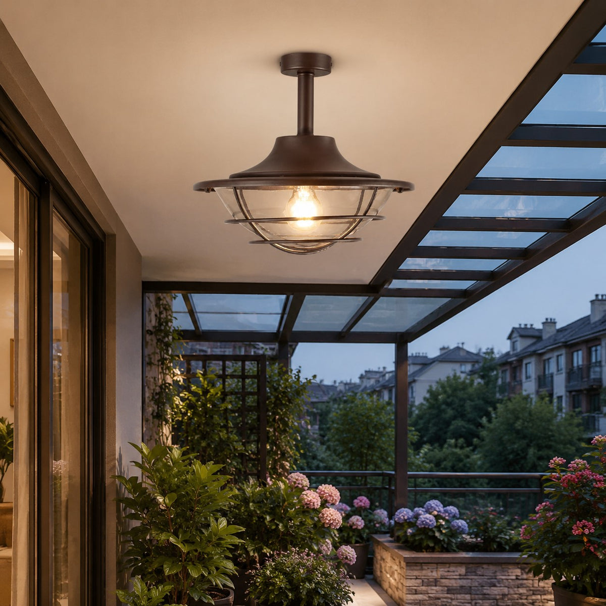 Outdoor Glass Ceiling Lantern