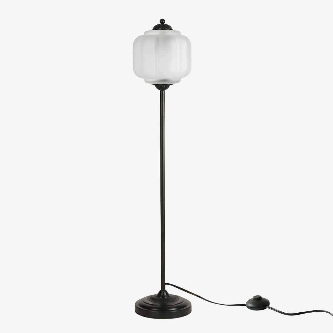 Eloise Strukturierte Glas-Kürbis-inspirierte Stehlampe - Organische Kunstfertigkeit und Retro-Stil für Wohnzimmer