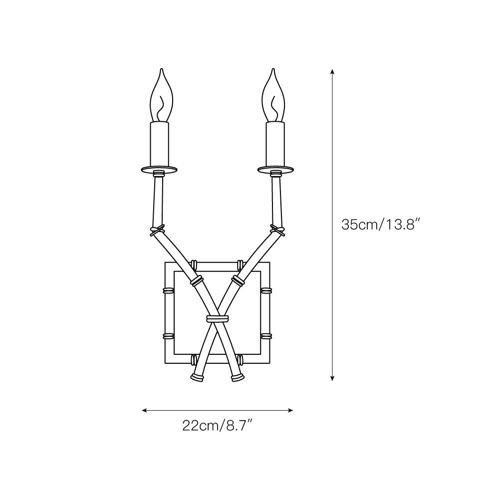Doppelarm Bambus-Wandleuchte