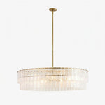 Charger l'image dans le visualiseur de la galerie, Lustre en verre texturé Lumvey - Lustre rond à deux niveaux de luxe fait main pour salon