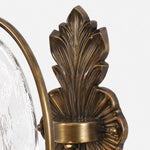 Cargar imagen en el visor de la Galería, Close view of sculpted antique brass leaf backplate detail