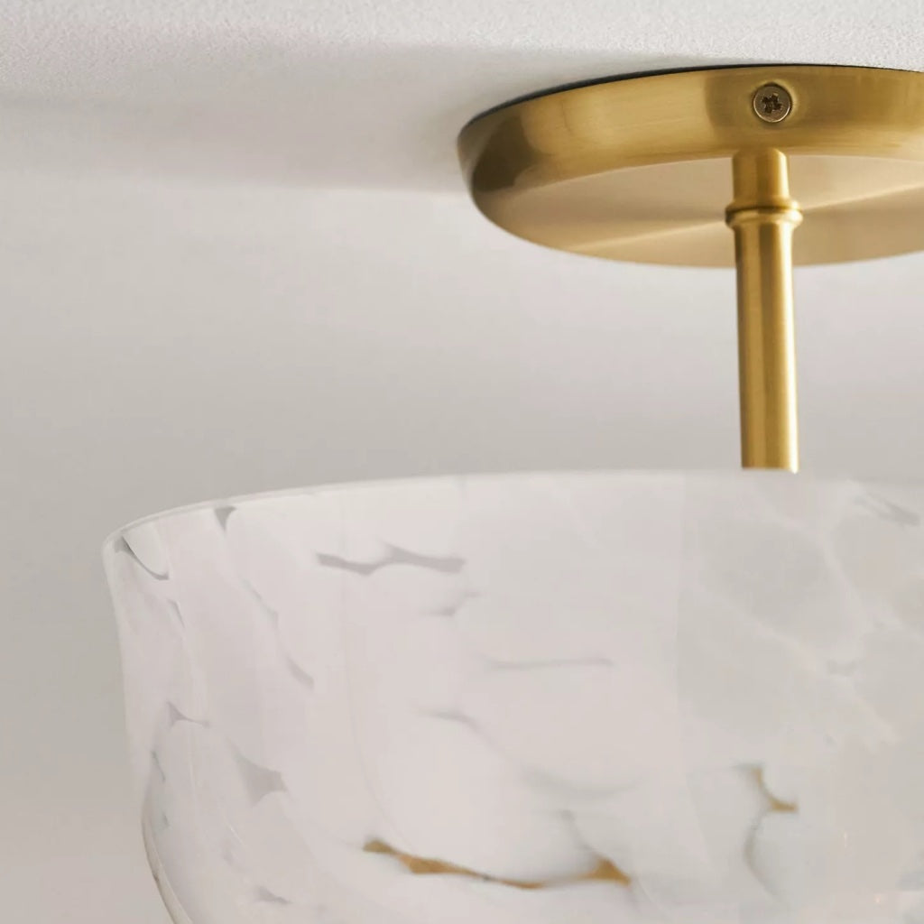 Clea Ronde Glazen Opbouwlamp - Gestippelde Kap voor Slaapkamer- en Gangverlichting