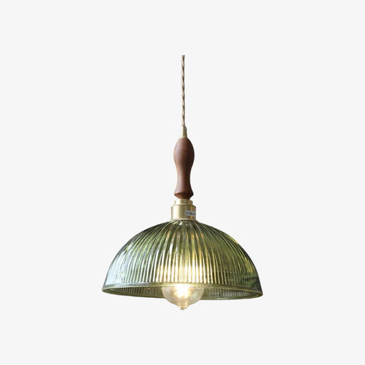 Lámpara colgante acanalada Ribilux - Vidrio y metal vintage para cocina y comedor
