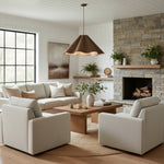 Bild in der Galerieansicht laden, Weavara Skulpturale Stoff- und Metall-Hängeleuchte — Moderne Pendelleuchte für Ess- oder Wohnzimmer