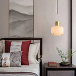 Load image into Gallery viewer, Velia Acorn Alabaster Minimalist Pendant Light