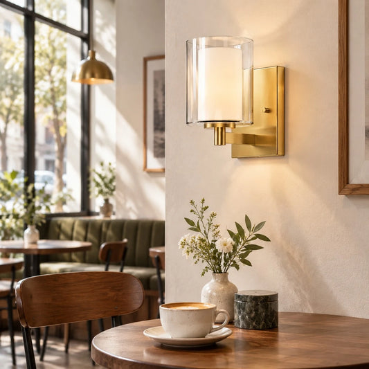 Modernes Set aus 2 doppelten Glas-Wandleuchten
