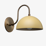 Load image into Gallery viewer, Curva Metal  Industrial Wall Sconce - Curved Brass Arm - Hammered Dome Light Fixture
