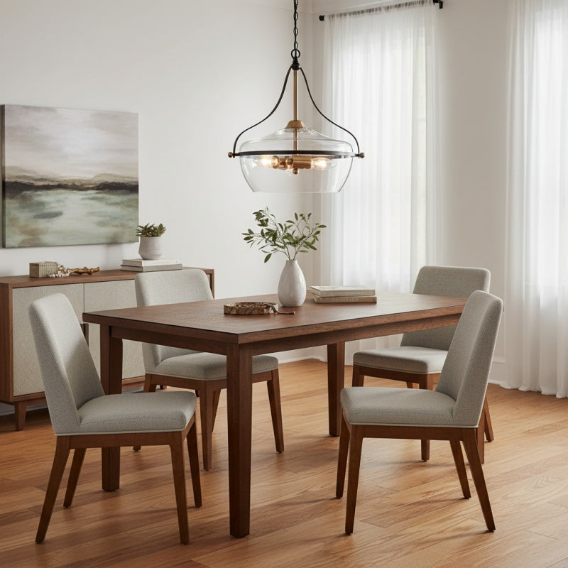 Lirra Glass Pendant Light – Mid‑Century Modern Metal Frame for Kitchen and Living Room