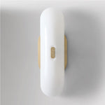 Load image into Gallery viewer, Ferosa Elegant Boat-Shaped Wall Lamp – Brass Finish with Milk Glass Linear Design
