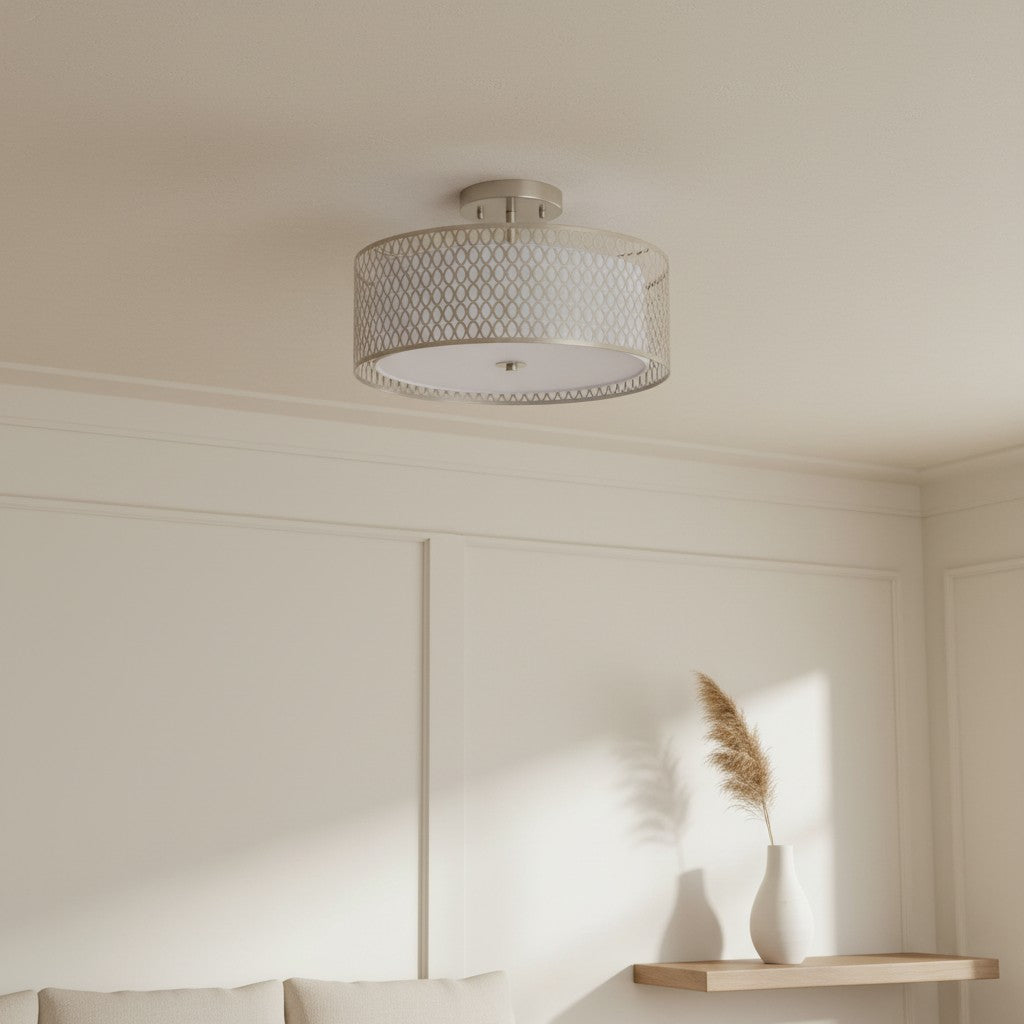 Liorin Geometrische Mesh 3-flammige Deckenleuchte – Metallgewebe-Lampe für Wohnzimmer oder Flur
