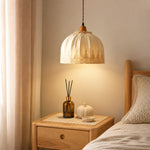 Load image into Gallery viewer, Vintage lace fabric pendant light in a bedroom