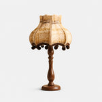 Cargar imagen en el visor de la Galería, Vintage cream floral fabric table lamp on white background